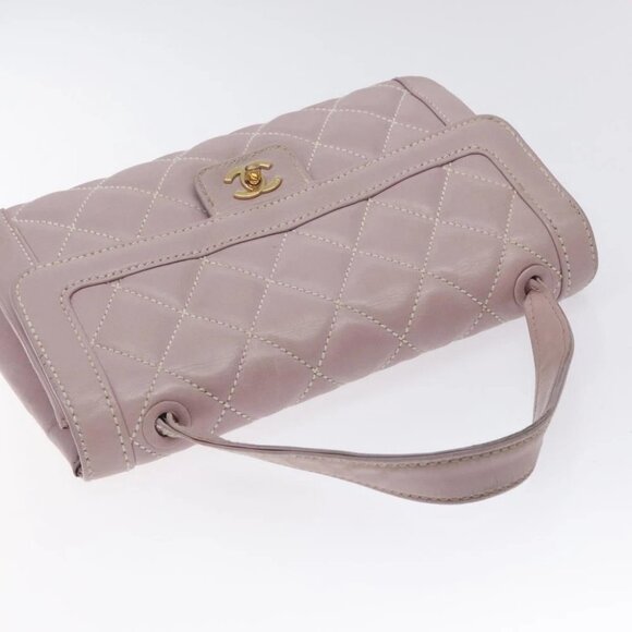 CHANEL Wild Stitch Hand Bag Leather Pink Gold CC Auth 128845 - Picture 7 of 15